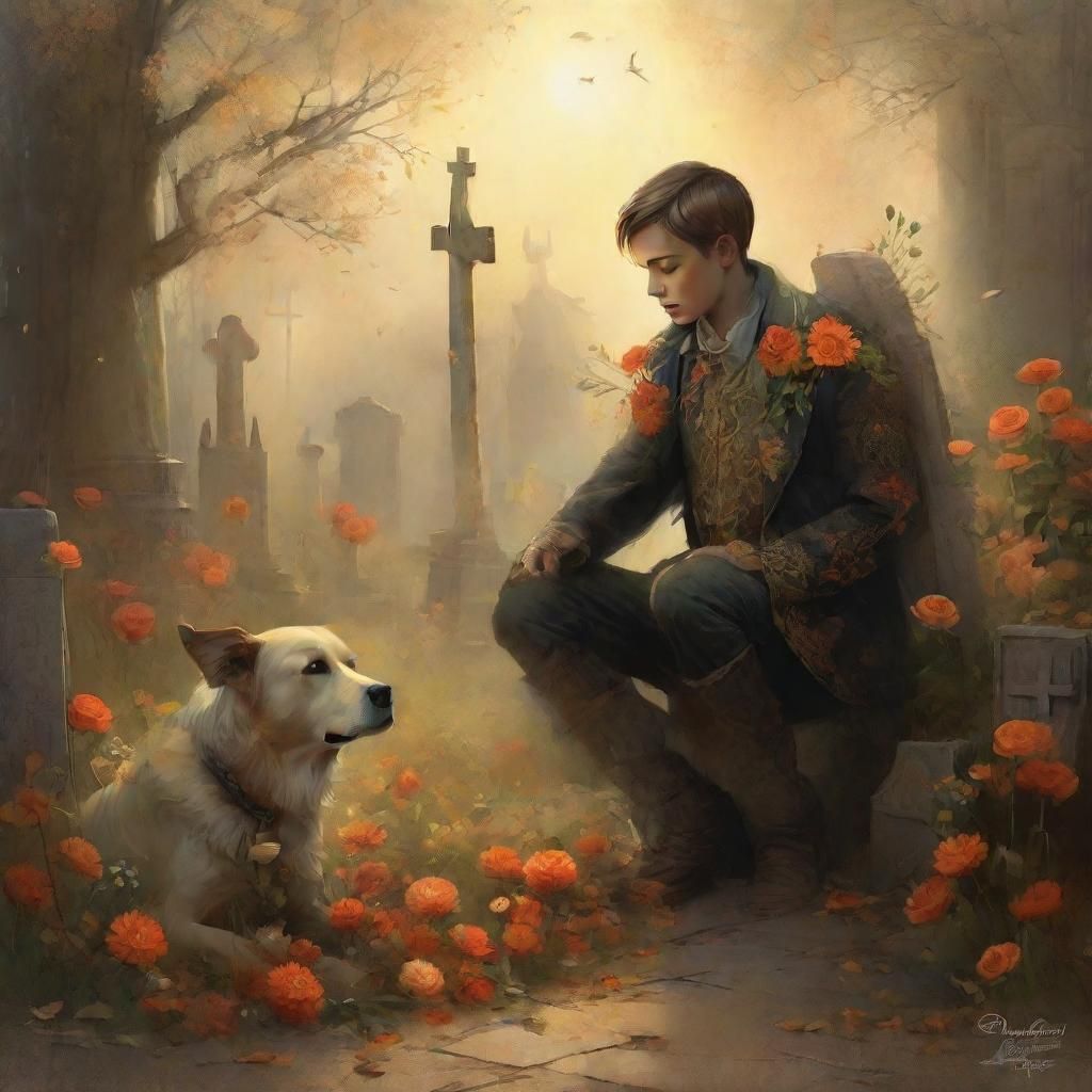 Boy Honors Dog on Day of the Dead