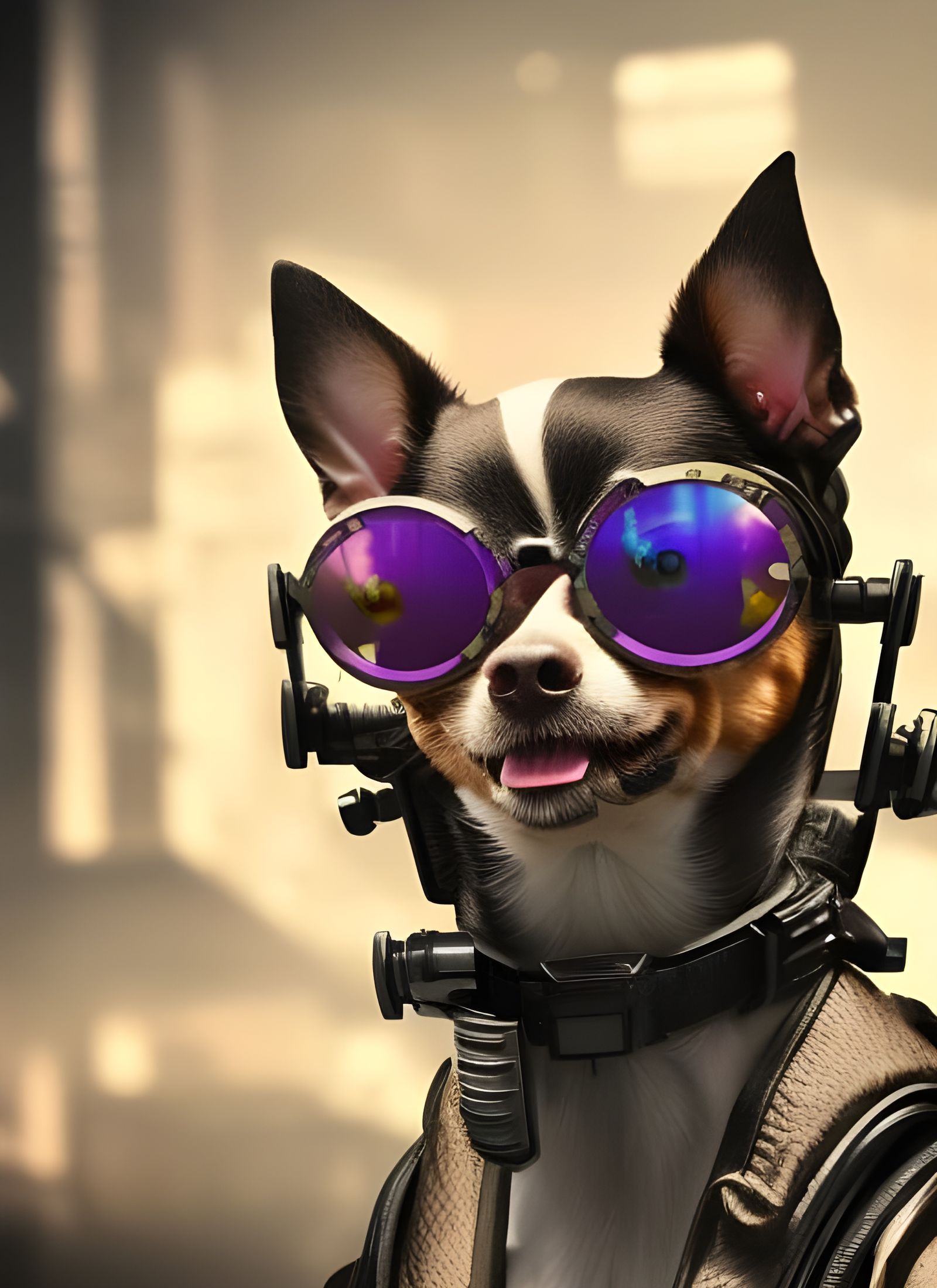 Cyberpunk Chihuahua with AimBot Glasses