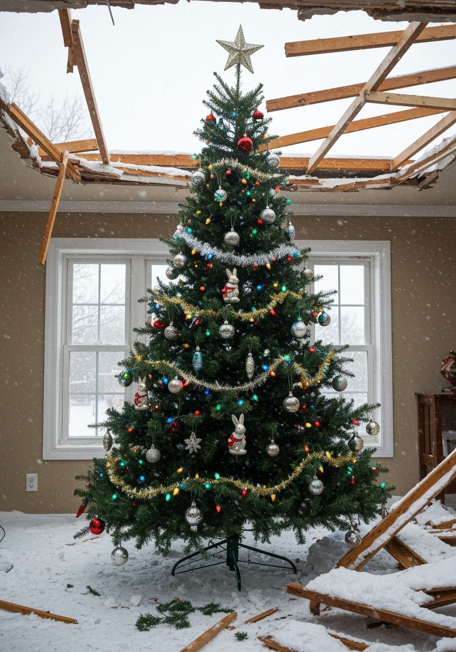 Christmas Tree Survives Tornado Amidst House Destruction
