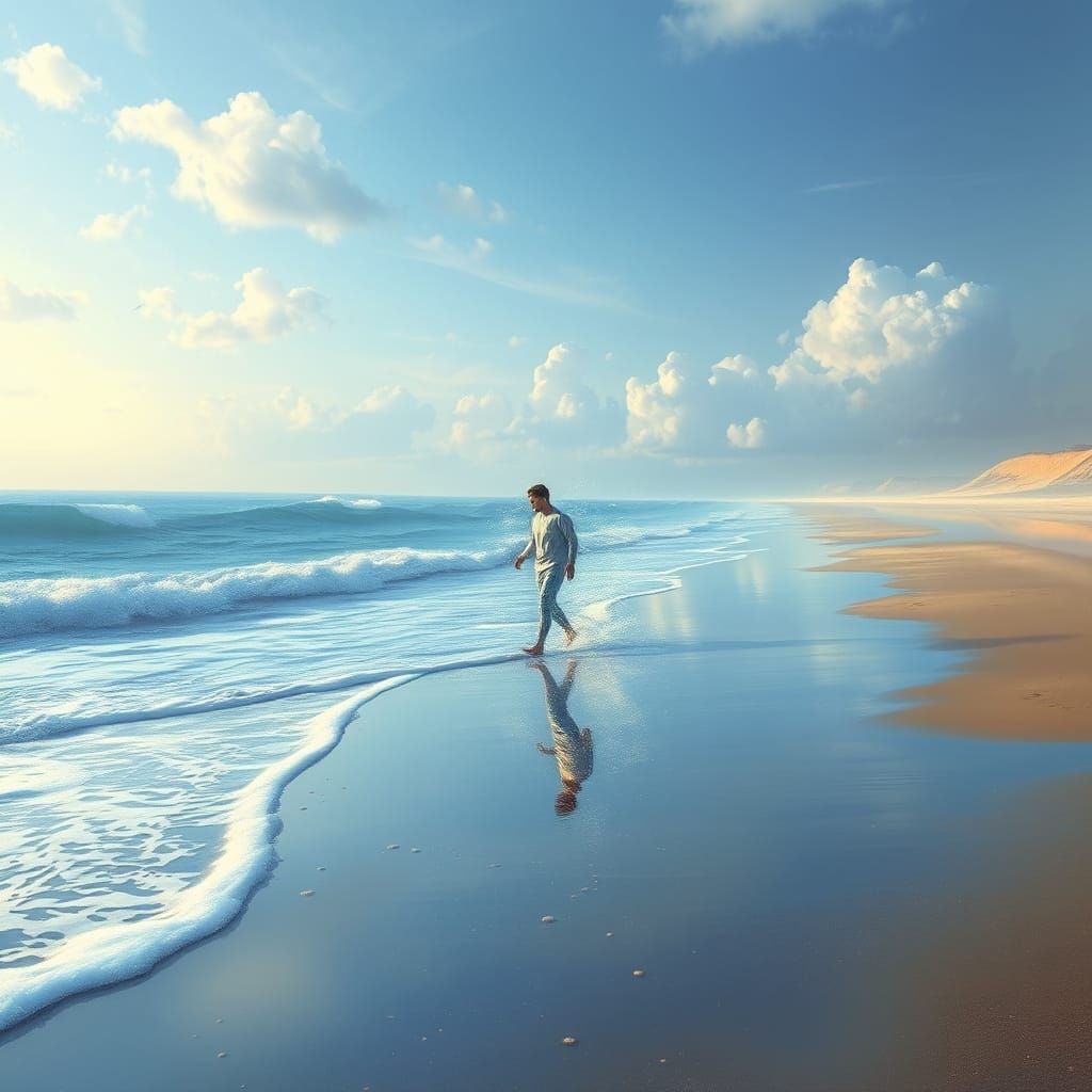 Ethereal Waterman Emerges from the Ocean's Misty Veil