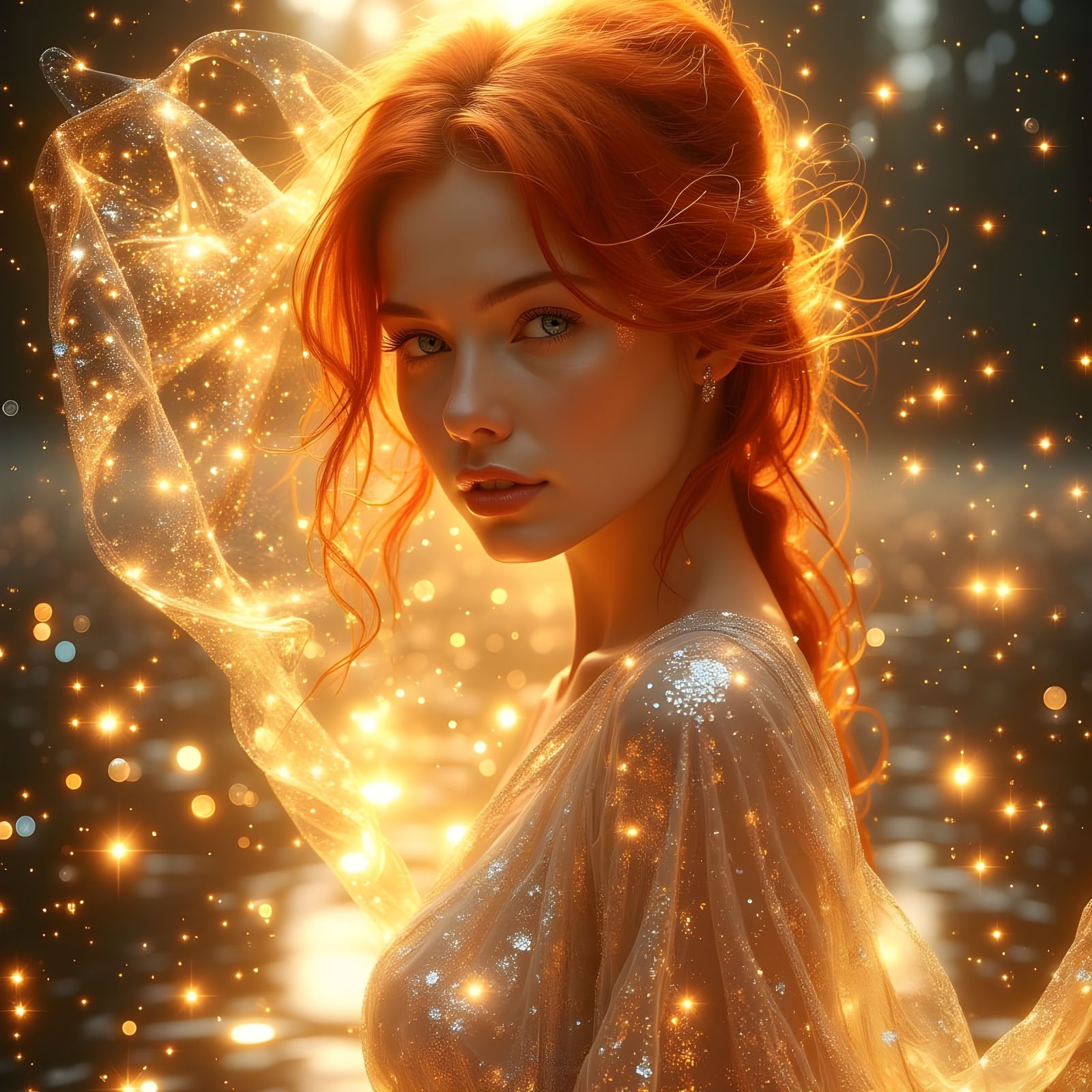 Hypnotic Sapphire Eyes in Galactic Light