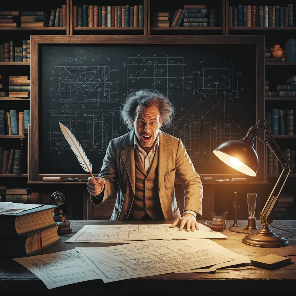 Mad Scientist's Eccentric Blueprint Designs