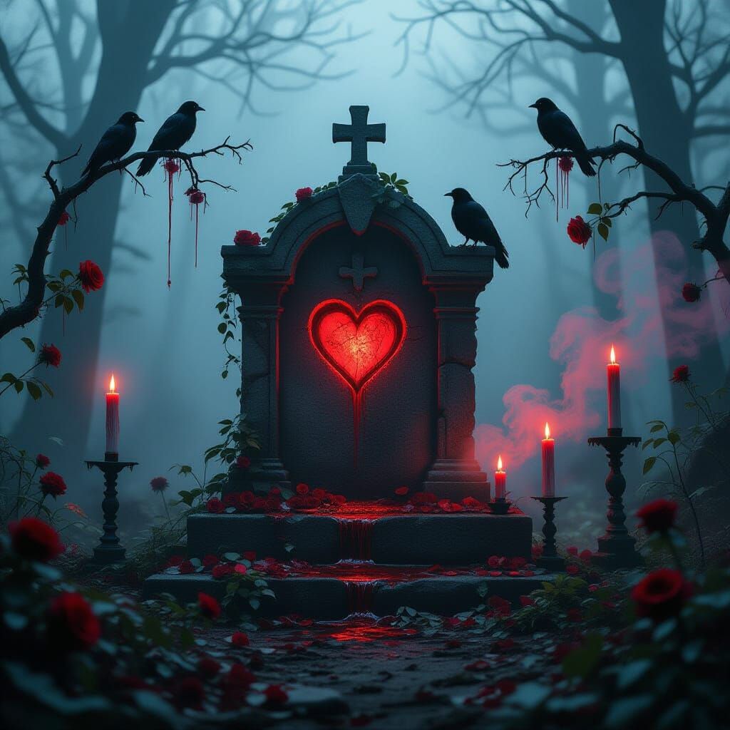 Cursed Valentine's Shrine in Foggy Forest