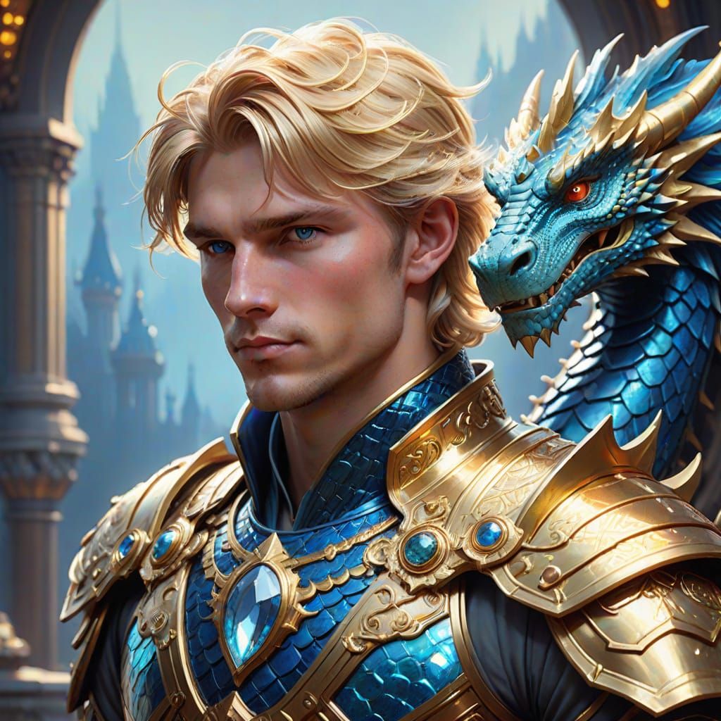 Regal Dragon Rider in Vibrant Golden Armor