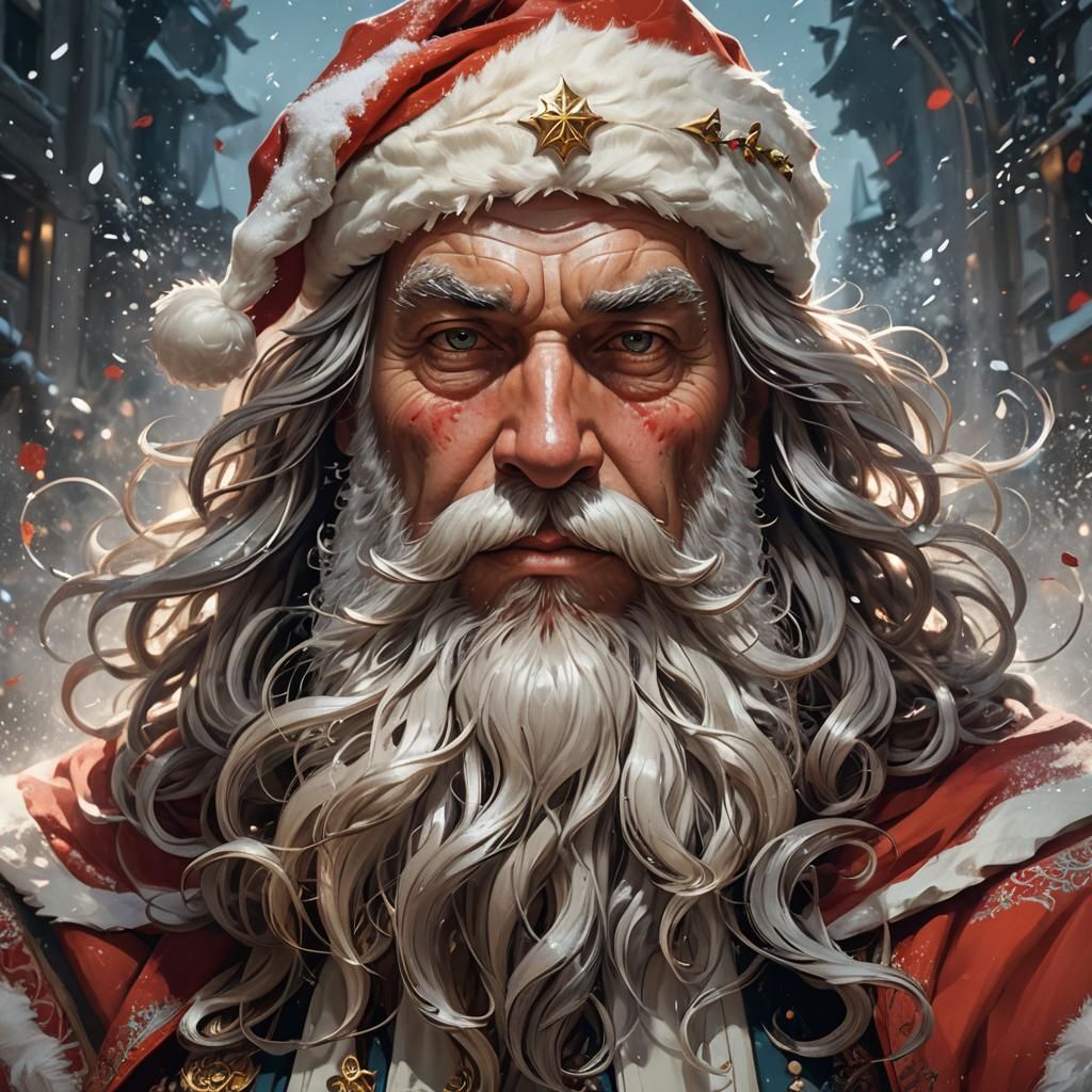 Fantasy Santa Portrait in Art Nouveau Style