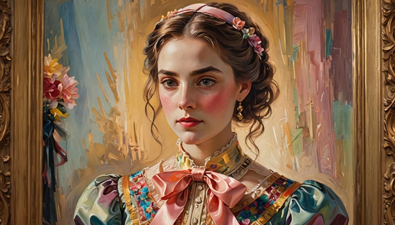 Victorian Woman Portrait in Oil Painting Style