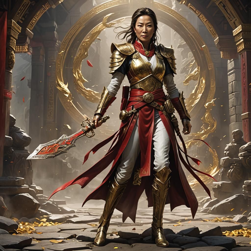 Michelle Yeoh as D&D Magic User, Dark Fantasy Art