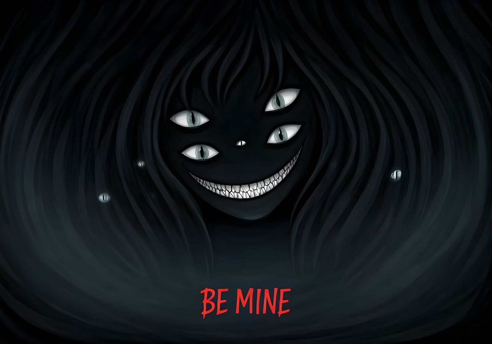 Ethereal Horror Landscape in Dark Cyberpunk Aesthetic