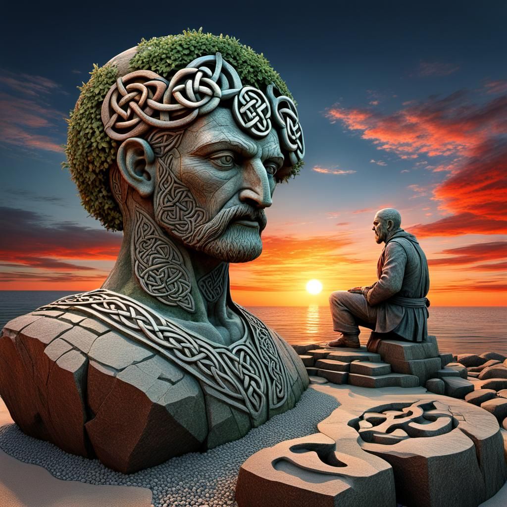 Meditation at the Celtic statue