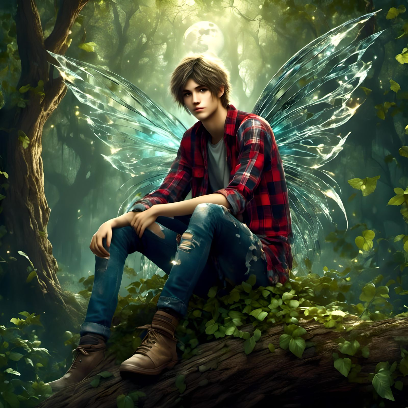 Grunge Fairy on a Tree Limb