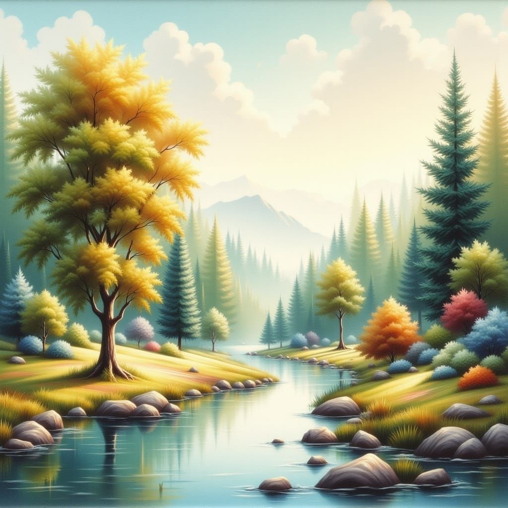 Soft Morning Light: Acrylic Oil Watercolor Blend