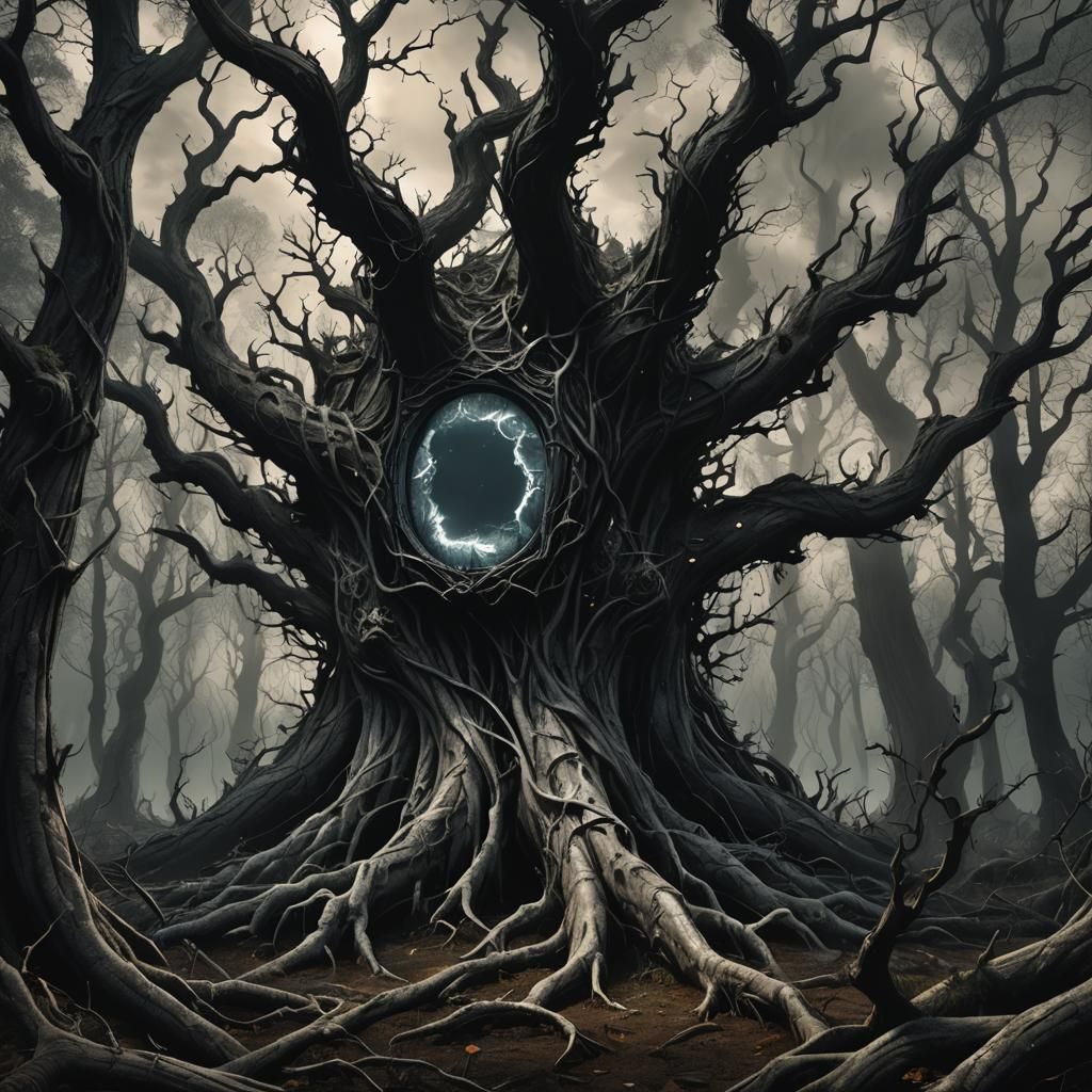 Eerie iPad Emerges in Dark Fantasy Forest