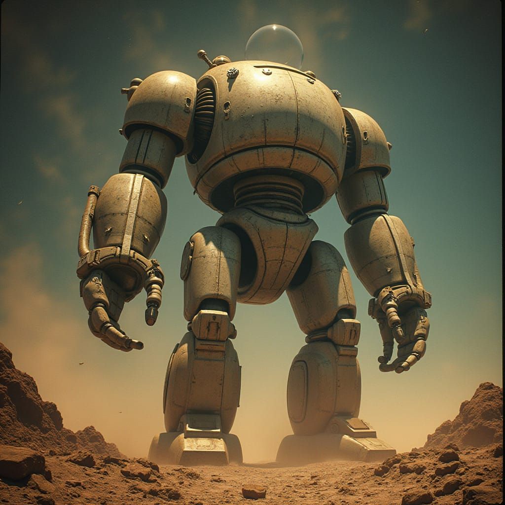 Epic Galaxy-Sized Robot in Cyberpunk Style