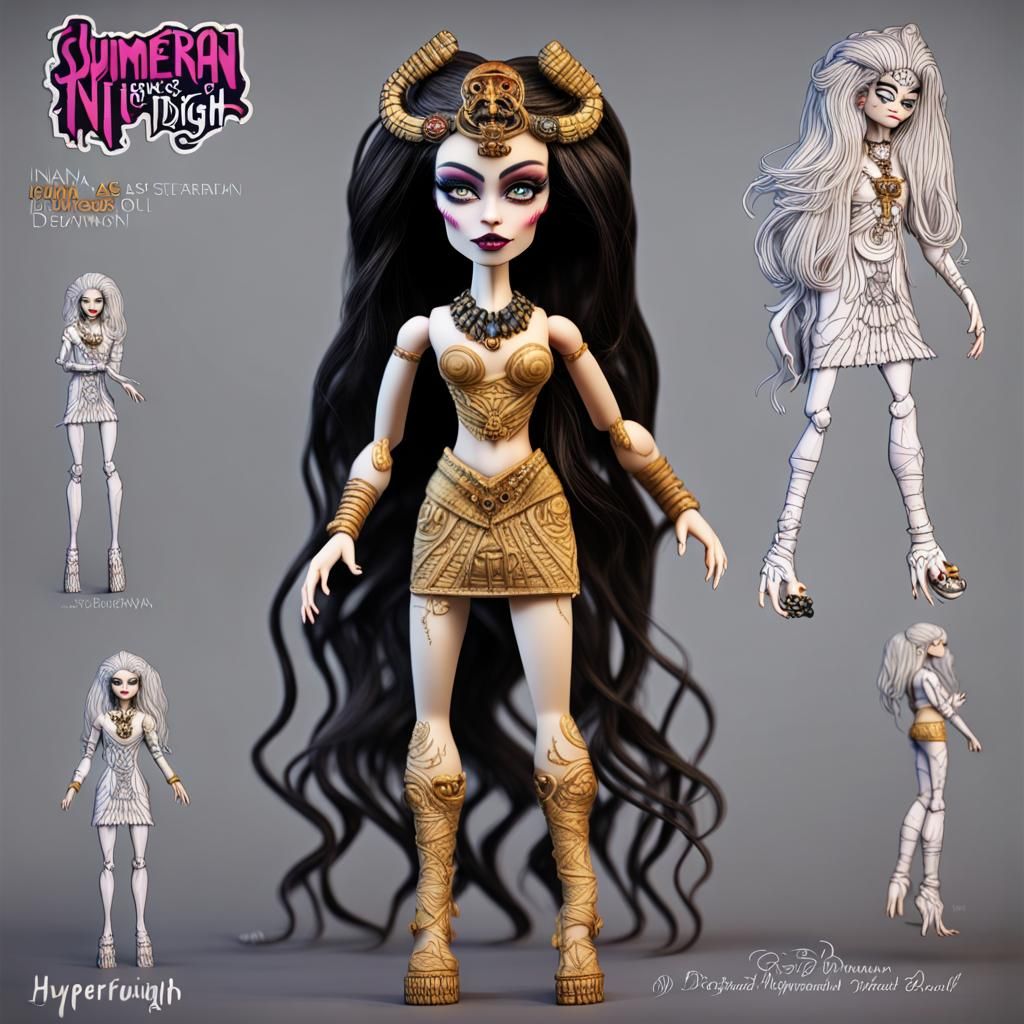Goddess Inanna as Monster High Doll in 8k