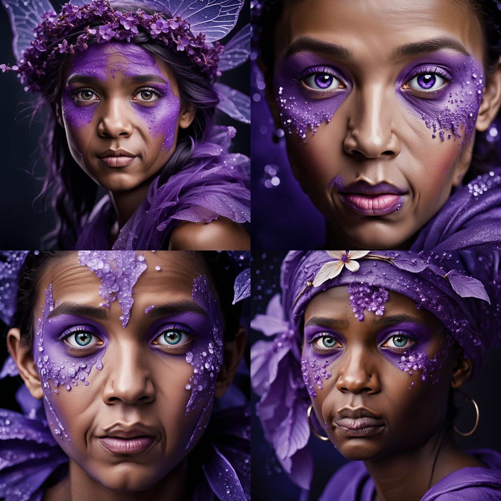 Purple Fairy Portrait in Studio Lighting