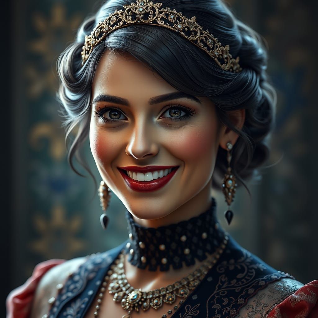 Elegant Woman in a Whimsical Art Nouveau Portrait