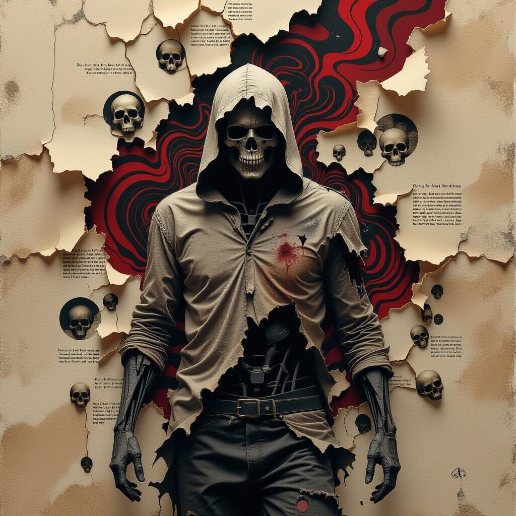 Fragmented Figure Dissolving Into Chaos: Digital Collage