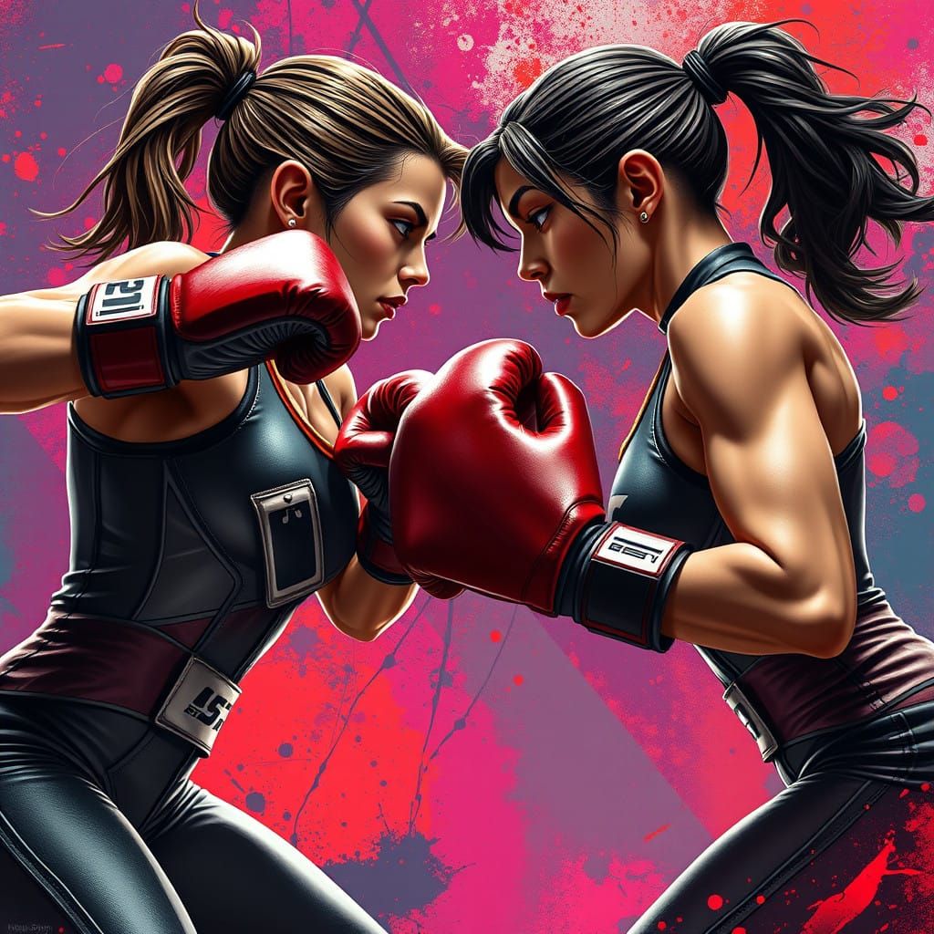 Athletic Women in High-Stakes Boxing Moment