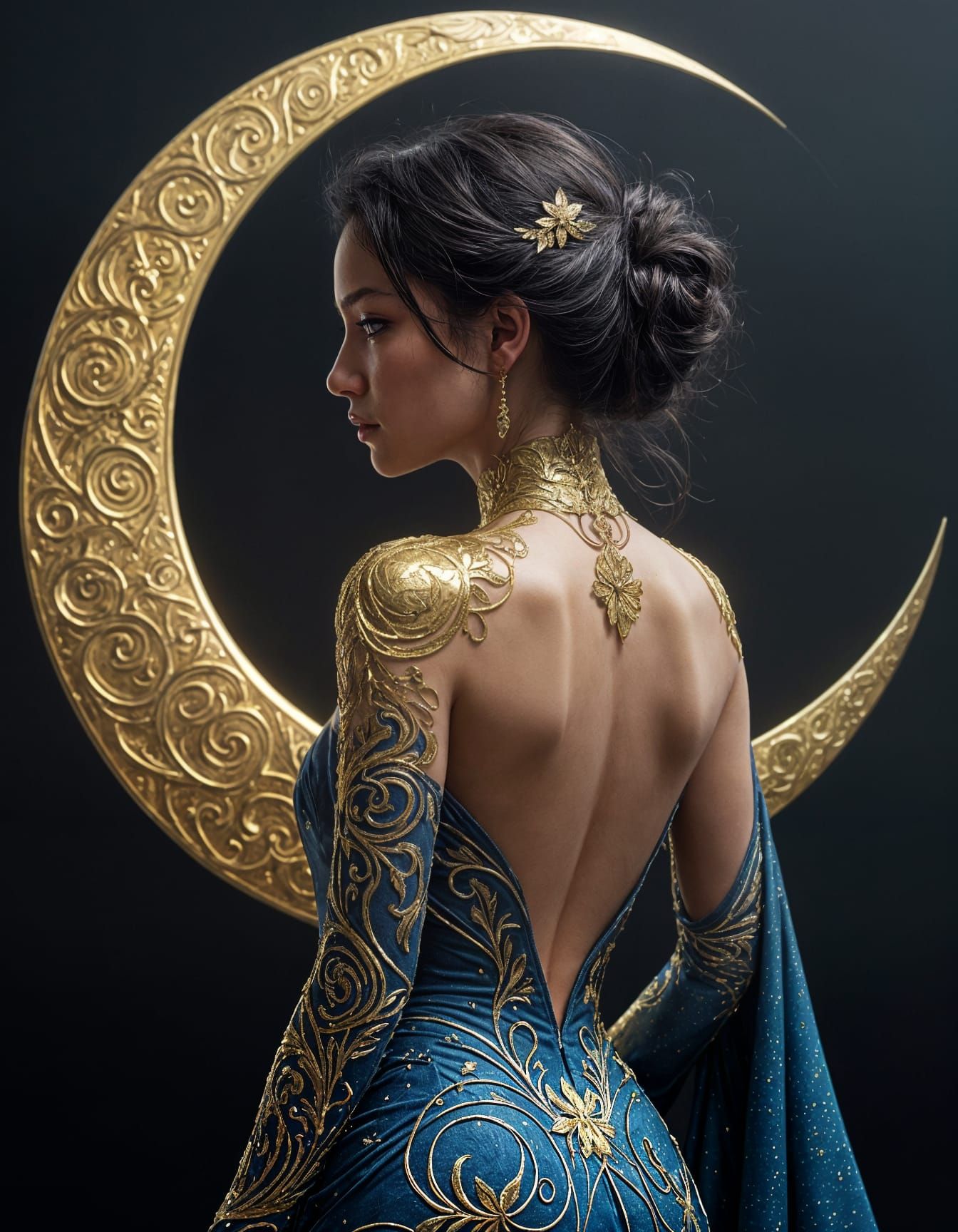 Elegant Silhouette in Golden Moonlight