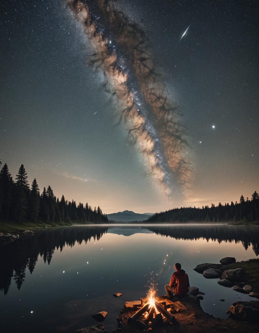 Campsite Under Milky Way in Realistic Astro-Landscape