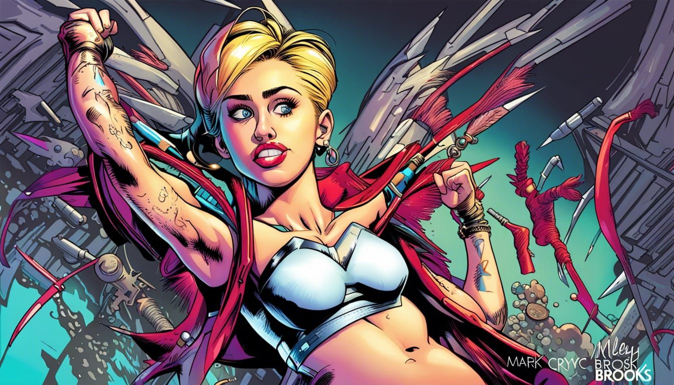 Miley Cyrus in Comic Book Art Style