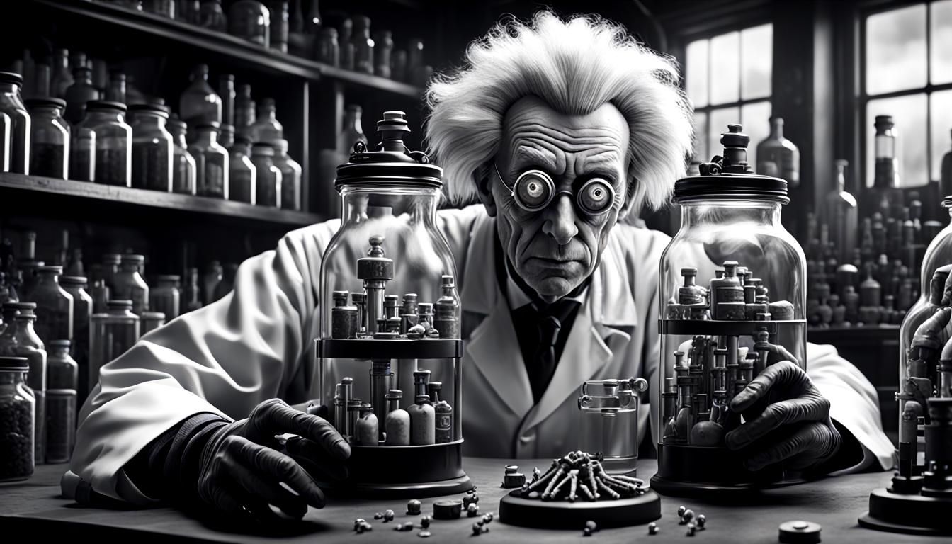 Mad Scientist Jars in Steampunk Laboratory