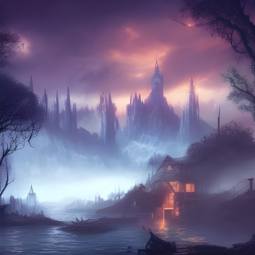 Nostalgic 1983 Townscape: Detailed Matte Painting