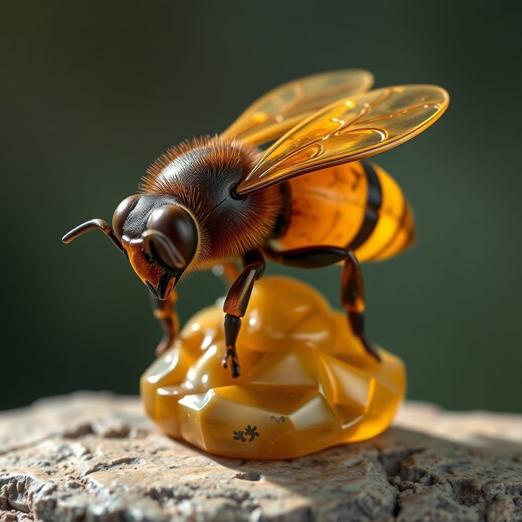 Tiger's Eye Honeybee Statue in Ethereal Style
