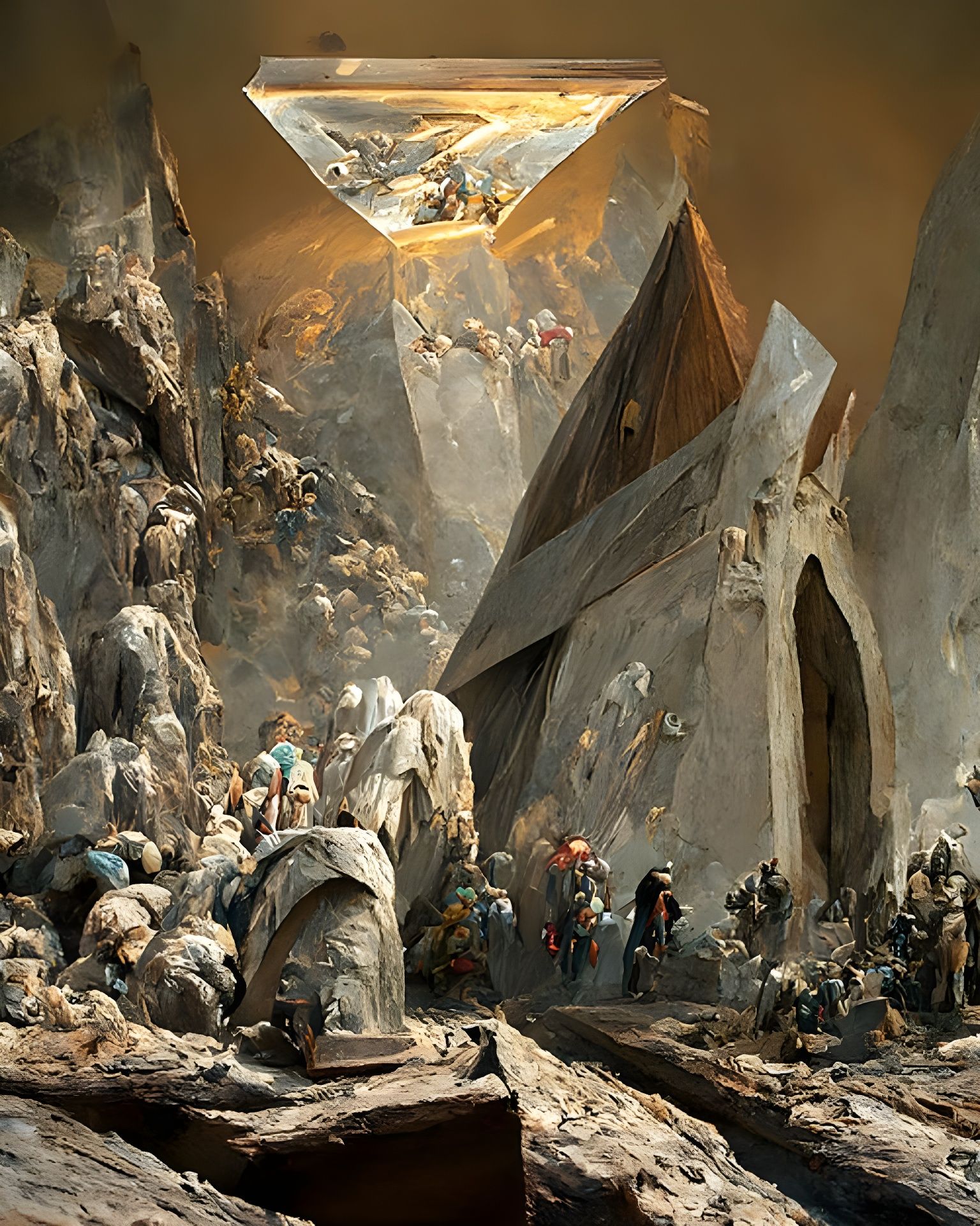Pilgrims Encounter a Golden Alien Spaceship