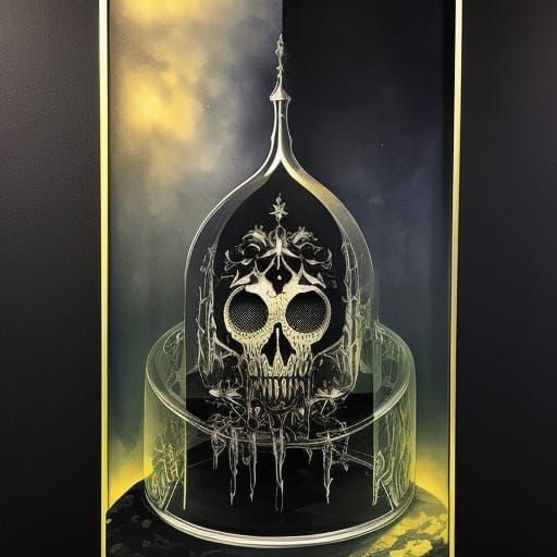 Reaper Trapped: Gothic Ink Art in Glass