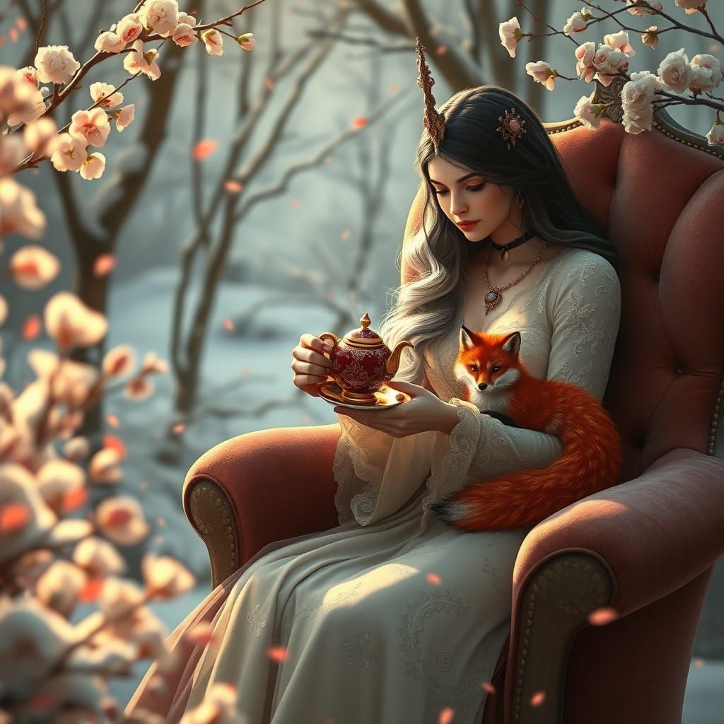 Ethereal Goddess Marena Sips Tea with God Veles in Enchantin...