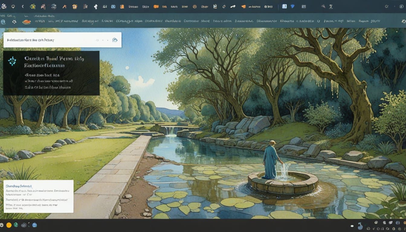 Fountain of Youth in Watercolor Fantasy Style