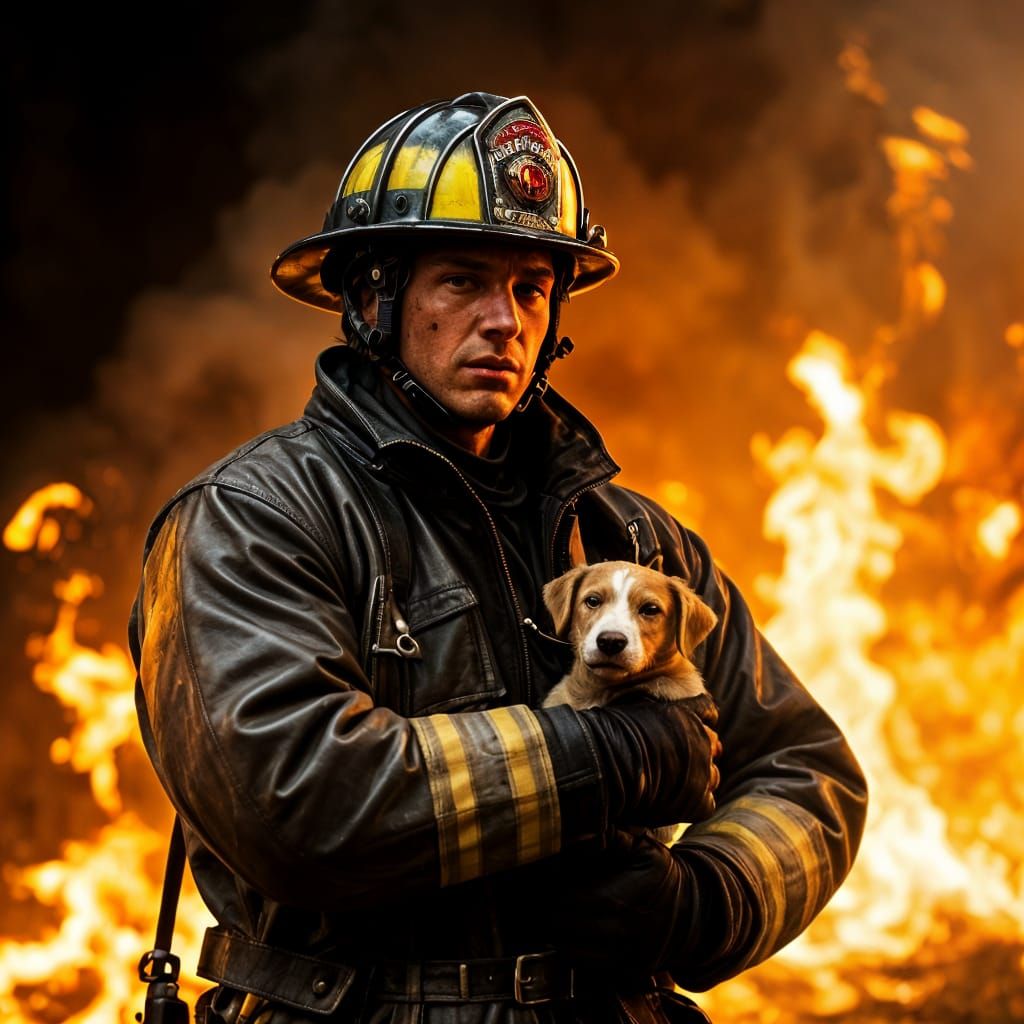Heroic Firefighter Rescues Puppy in Burning Building