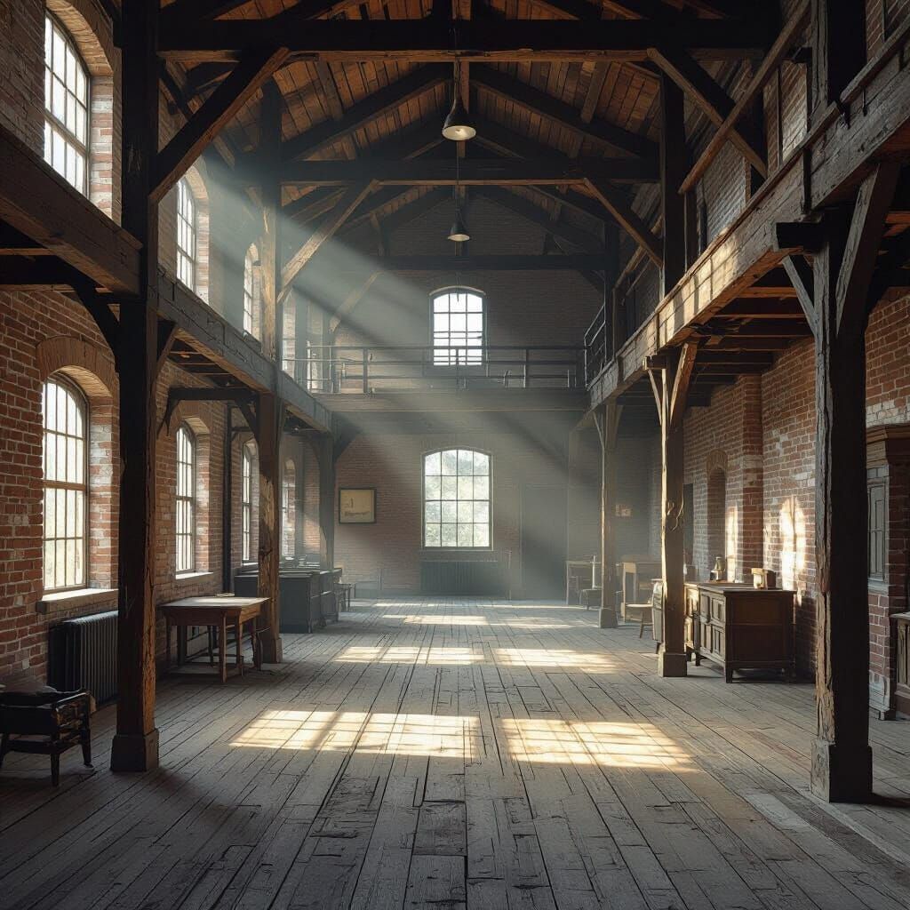 Dusty Old Mill Interior in Realist Style