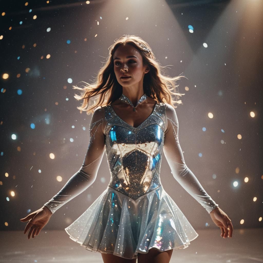 Stunning Figure Skater in Holographic Dress