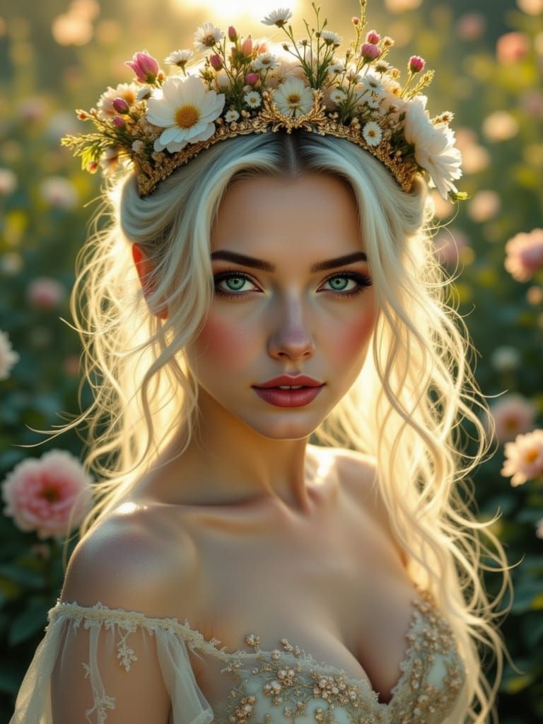 Ethereal Elven Princess Portrait in Golden Twilight