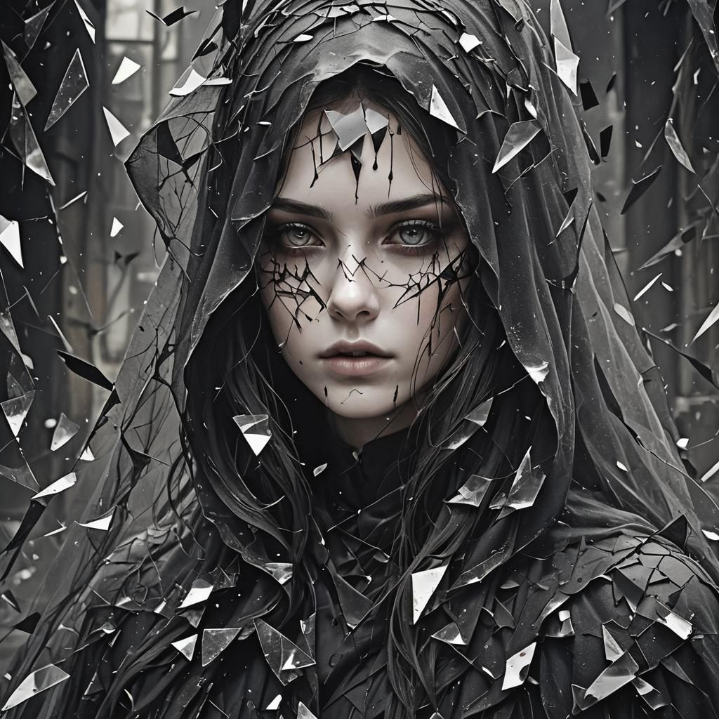 Abstract Light Piercing Darkness in Vivid Shards