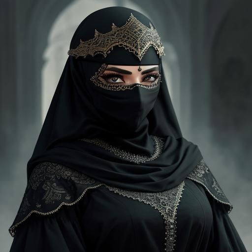 Woman in Niqab: Hyperrealistic Close-Up Portrait