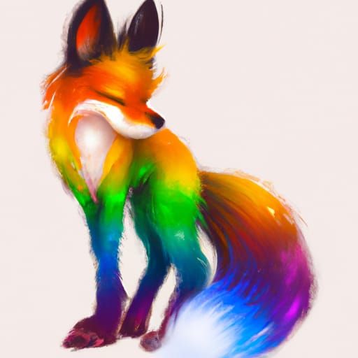 Colorful Furry Fox Inspired by Chinese Painting