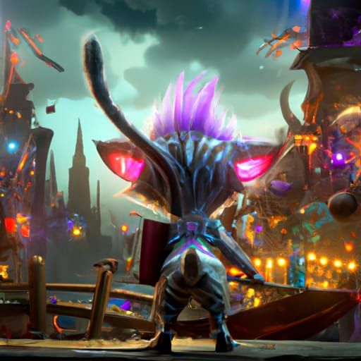 Fantastical Mischievous Cat in Detailed Matte Painting