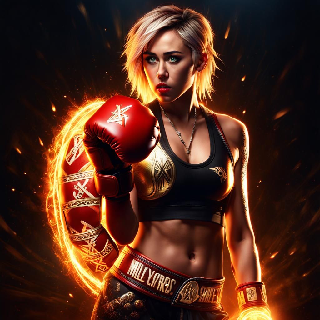 Miley Cyrus with Boxing Gloves