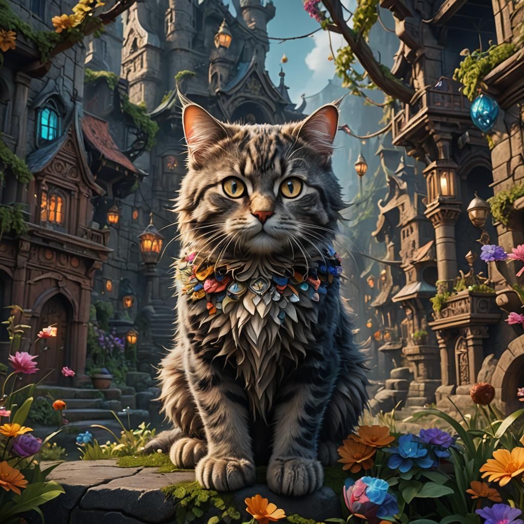 Fantastical Kitty Cat in Detailed Matte Painting