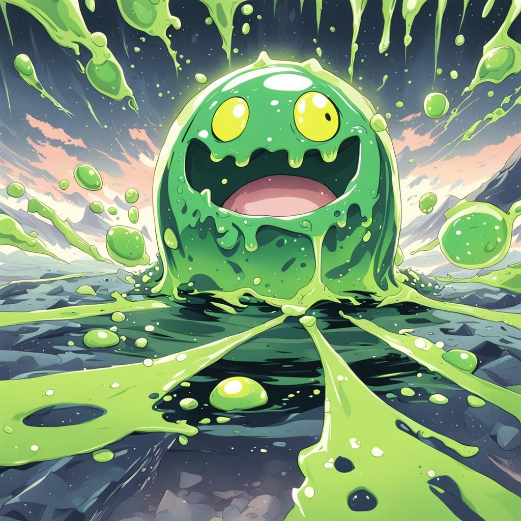 Anime Style Slime Blob Illustration