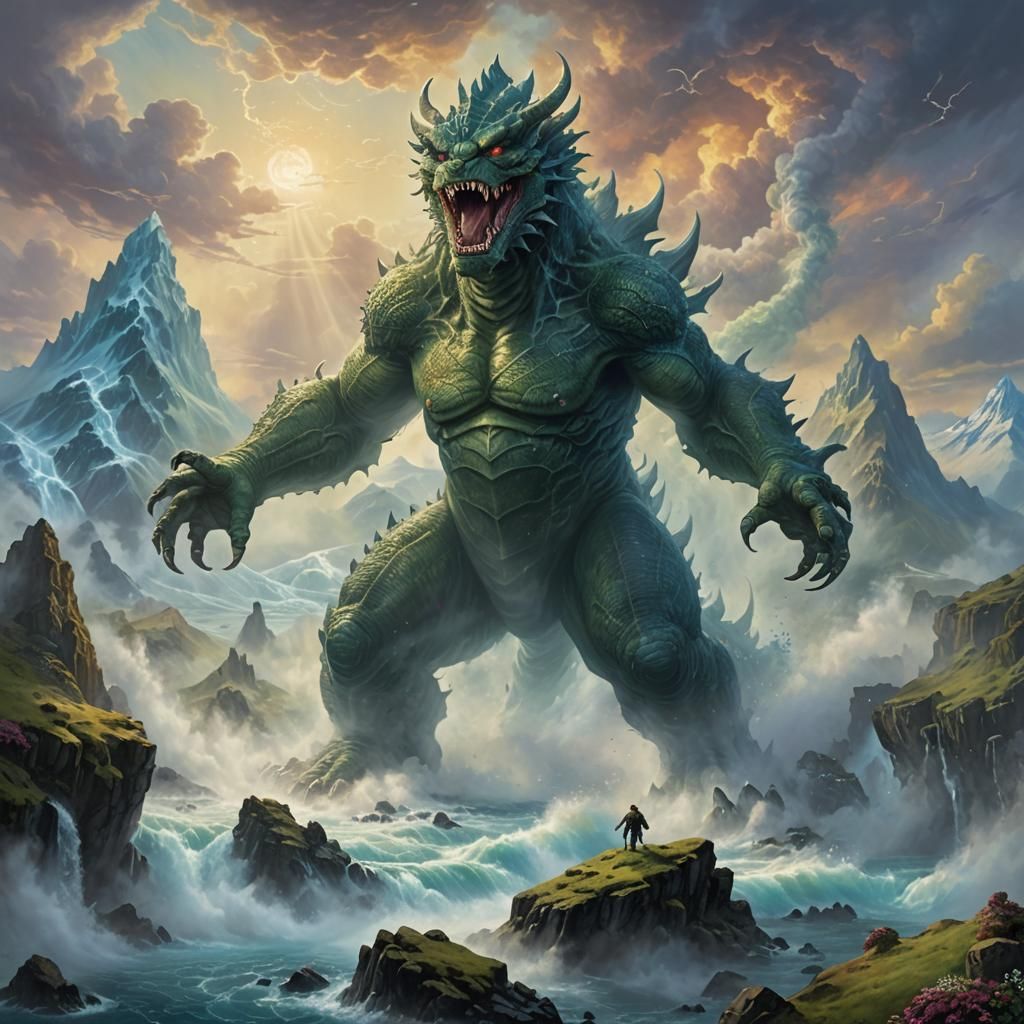 Kaiju Attacks Iceland: Ethereal Fantasy Art