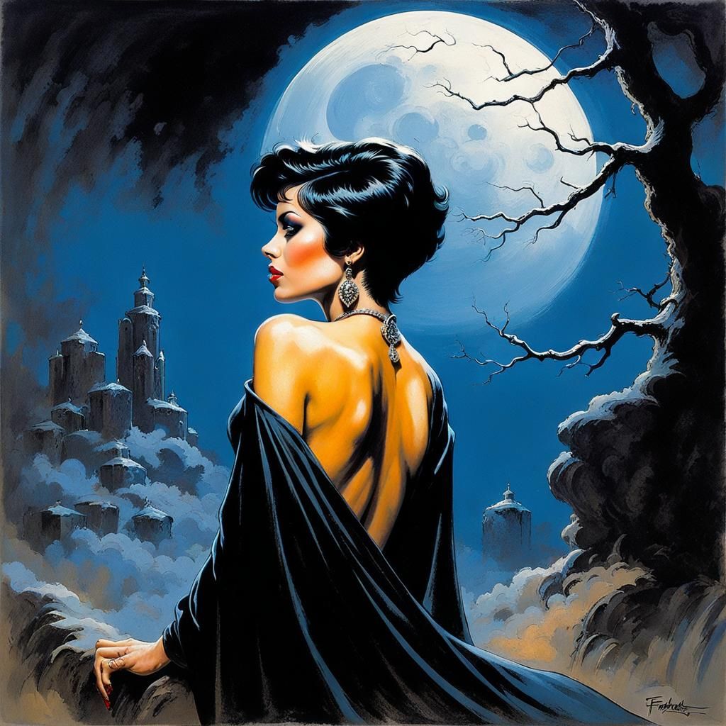 Gothic Pin-Up Portrait in Comic Book Style