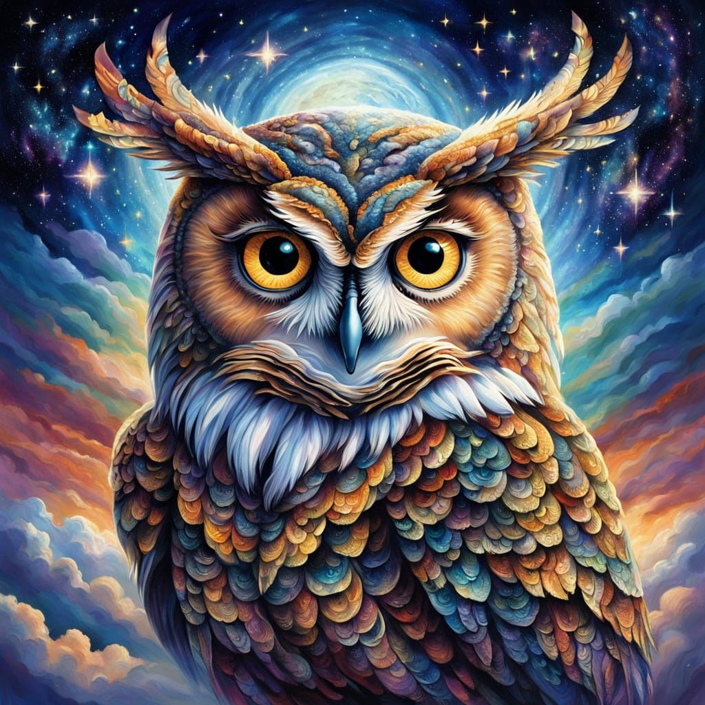 Celestial Owl Goddess in Academic Art