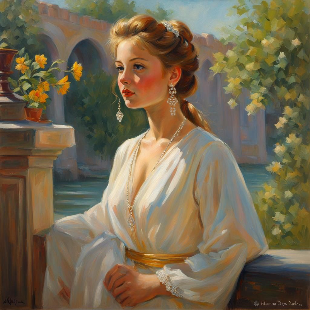 Girl Portrait in Impressionistic Realism Style