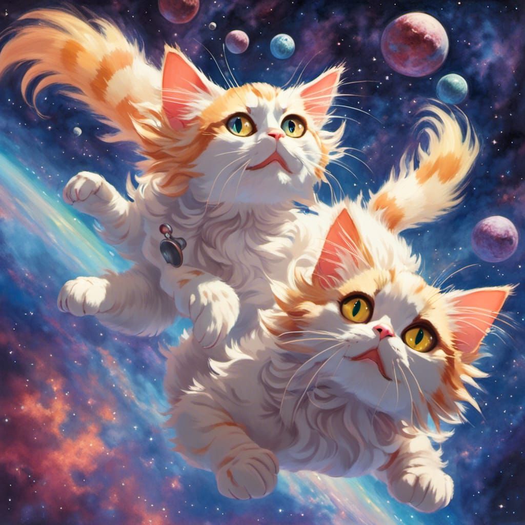 Ethereal Fairy Cats in Space