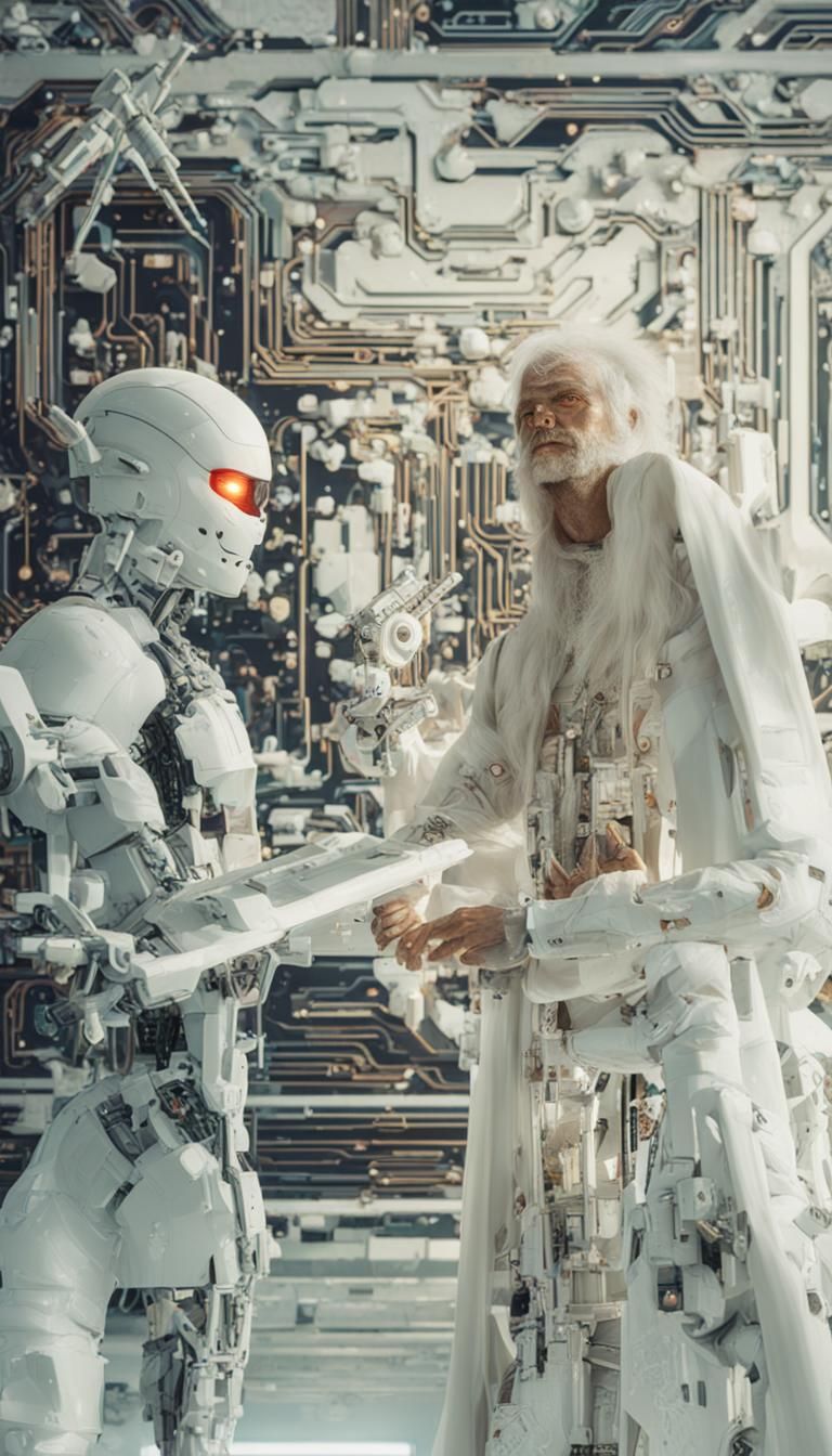 Android Portrait with Circuitboard Skin in Oriental Style