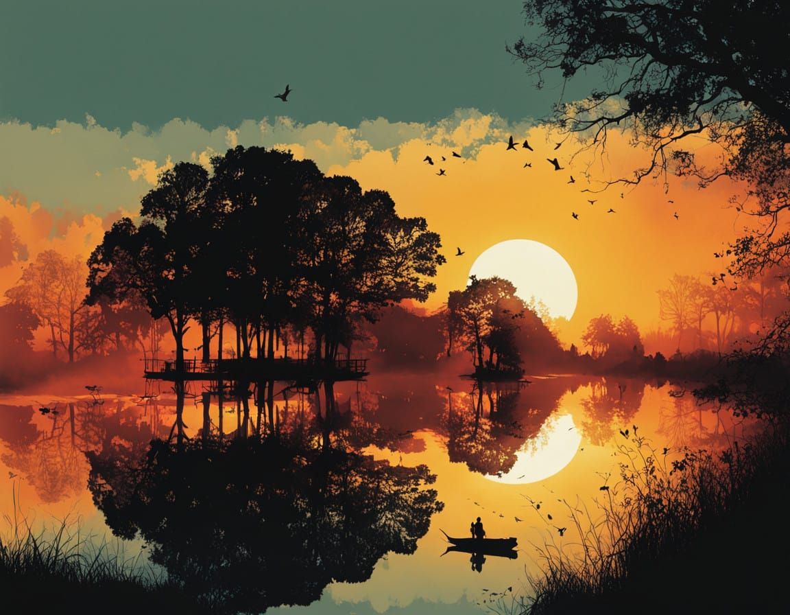 Hopeful Sunrise Illuminates Morning Landscape in Impressioni...